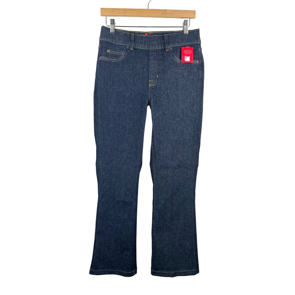 Spanx Kick Flare Jeans M dark Blue Denim Pull On Stretch Slimming money